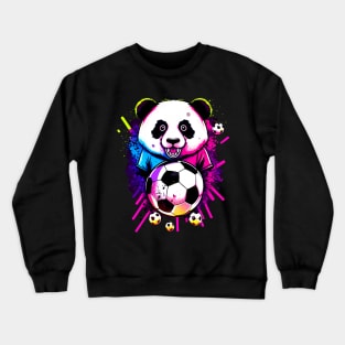 Soccer Panda - Soccer Futball Football - Graphiti Art Graphic Paint Crewneck Sweatshirt